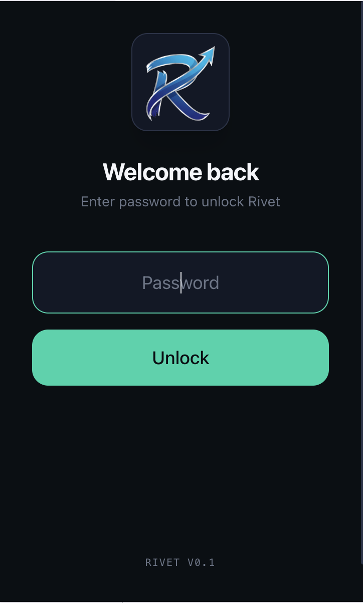 Rivet wallet home and balance view