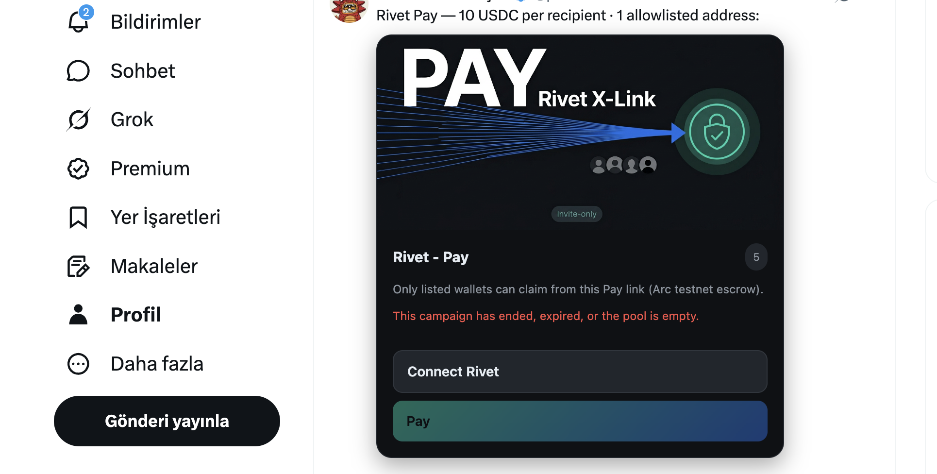 Rivet web view and campaign screen
